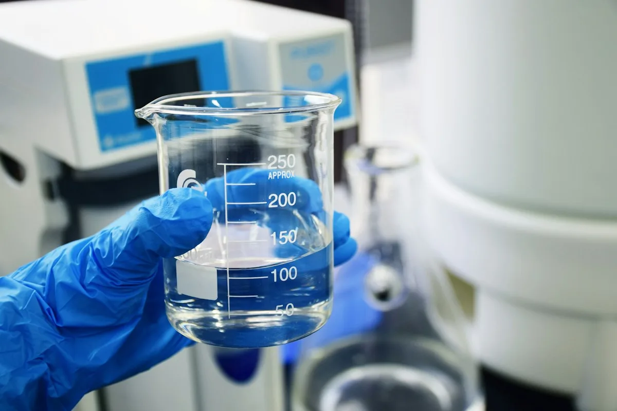 Vaso de precipitado en el laboratorio
