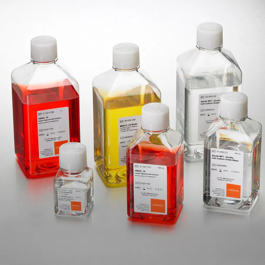 Medios de cultivo Corning en frascos
